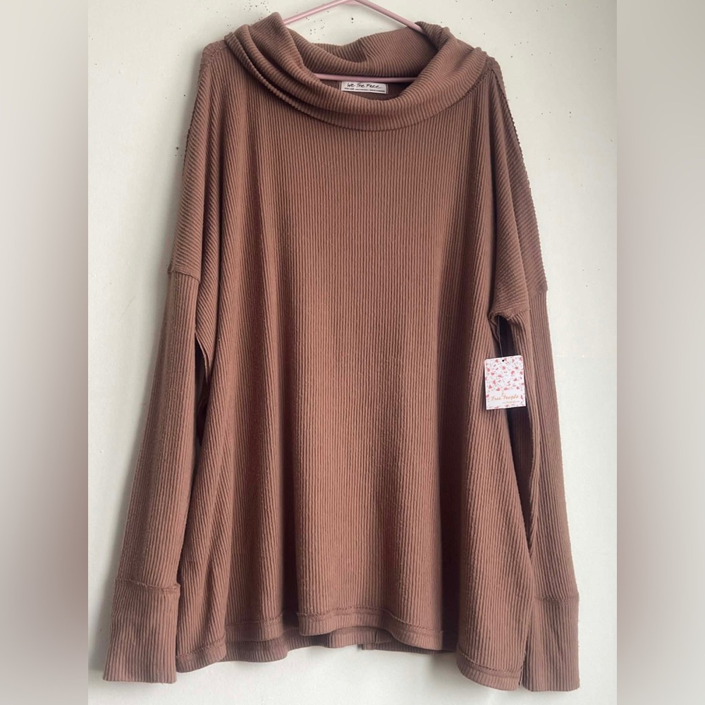 We The Free Ribbed Cowl Sweater in Cocoa